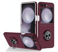 htdmobiles Coque pour Samsung Galaxy Z Flip 7 FE - Housse Etui Rigide Bague Anti Choc magnetique - Rouge Bordeaux