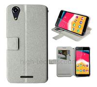 htdmobiles Housse Etui Coque Pochette Portefeuille pour Wiko Rainbow Jam 4G + Film ecran - Blanc