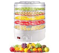 HTDRE 5 Layer Transparent Food Dehydrator, Freeze Dryer Machine for Home Mechanical Control + 7-Level Temperature Adjustment, 360° Hot Air Circulation for Meat, Fruit, Vegetables and Healthy Snacks