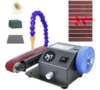 HTDRE Affûteuse de Couteaux électrique avec Lame de Polissage, Ponceuse à Bande Multifonction pour Ciseaux, Ponceuse à Sec et à Eau réglable