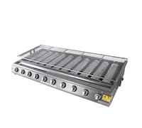HTDRE Barbecue à gaz Robuste - Modèle de Table Professionnel à 4/8/10 brûleurs avec Couvercle en Acier Inoxydable et Support à Hauteur réglable pour Cuisines et événements Professionnels