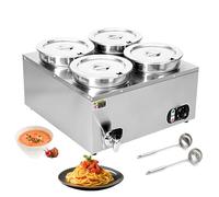 HTDRE Chauffe-Plats électrique Professionnel, Bain-Marie Buffet en Acier Inoxydable avec Plusieurs bacs, contrôle précis de la température pour la Restauration et Les Restaurants.
