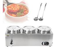 HTDRE Chauffe-Plats électrique Professionnel, Bain-Marie Vapeur avec casseroles en Acier Inoxydable, idéal pour Les Restaurants, Les réceptions et Les buffets.