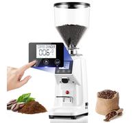HTDRE Electric Commercial Coffee Grinder with 19 Adjustable Settings - Flat Burr Grinding, Touch Control & Digital Display for Espresso and Home Use White-500ml