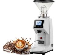 HTDRE Electric Commercial Coffee Grinder with 19 Adjustable Settings - Flat Burr Grinding, Touch Control & Digital Display for Espresso and Home Use White-1500ml