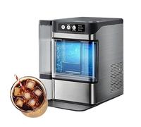 HTDRE Elektrischer Eiswürfelbereiter für kaubare Eiswürfel mit seitlichem Wassertank, EIN-klick-Bedienung, Ideal für Eistee, Kaffee, Zuhause, Küche, Büro und Bar