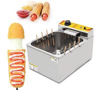 HTDRE Friteuse Automatique pour Corn Dogs, 8 Crochets, Grande capacité, pour bâtonnets de Fromage et Hot-Dogs, Machine électrique pour Corn Dogs coréens.