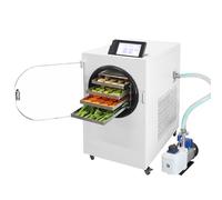 HTDRE Lyophilisateur Commercial, séchage sous Vide à Basse température (-60 °C) avec Pompe rotative, 4 Couches pour la Conservation des Aliments