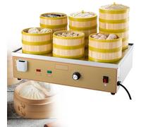 HTDRE Machine à Vapeur Alimentaire en Acier Inoxydable, cuiseur Vapeur électrique Commercial, Chauffe-Pain électrique (6 Trous 220V)
