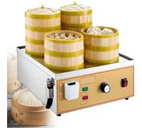 HTDRE Machine à Vapeur Alimentaire en Acier Inoxydable, cuiseur Vapeur électrique Commercial, Chauffe-Pain électrique (4 Trous 220V)