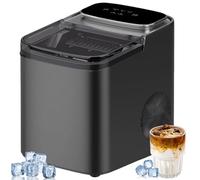 HTDRE Mini-Eiswürfelbereiter (1,2 l) für Die Arbeitsplatte, selbstreinigend, schnelle Eiswürfelproduktion in 6-10 Minuten, tragbarer Eiswürfelbereiter für Küche und Büro, Grau