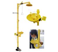 HTDRE Station de Lavage oculaire d'urgence - Douche de sécurité combinée en Acier Inoxydable avec pédale pour Le Lavage oculaire