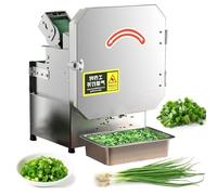 HTDRE Trancheuse à oignons Verts Commerciale, Hachoir à oignons Nouveaux 200 kg/Heure, Coupe-légumes électrique, Machine à Couper Les poireaux électrique 700 BPM pour l'ail et Le Gingembre (A)