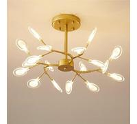 HTERWQEA 22.6in Acrylic LED G4 Semi Flush Mount Ceiling Lighting Gold Chandelier Modern Ceiling Lights Sputnik Ceiling Light Fixture for Bedroom Living Room Restaurant Home Foyer Balcony Decor(Clear)