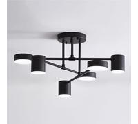 HTERWQEA 3-Color Mode 360° Adjustable Semi Flush Mount Ceiling Lighting Modern 6-Light Ceiling Lights Fixture Minimalist LED Sputnik Chandeliers for Dining Room Hallway Bedroom Kitchen(Svart-6000k)