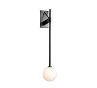 HTERWQEA Applique murale moderne du milieu du siècle ensemble deux appliques murales en verre luminaire mural rond à long poteau noir avec abat-jour en verre laiteux for salle bain cuisine(1 pcs)