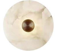 HTERWQEA Applique Murale Ronde en marbre, Style Nordique Moderne, Finition dorée, luminaire monté, for Salon, Chambre à Coucher, Couloir, Restaurant, décoration Blanc Chaud(Dia-20cm)