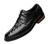 HTERWQEA Brogue en Cuir Crocodile for Homme, Style Vintage, à Lacets, décontractée, antidérapante, Cousue à la Main, idéale for Un Bal ou Un Mariage(Black,37 EU)