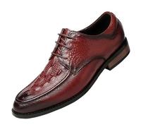 HTERWQEA Brogue en Cuir Crocodile for Homme, Style Vintage, à Lacets, décontractée, antidérapante, Cousue à la Main, idéale for Un Bal ou Un Mariage(Red,44.5 EU)