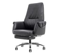 HTERWQEA Chaise d'ordinateur Ergonomique Simple et Moderne, Chaise Patron Confortable en Cuir avec Repose-Pieds, Bureau pivotante for conférence à Domicile Salle d'étude(Black)