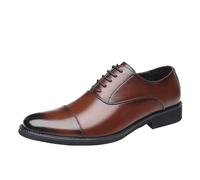 HTERWQEA Chaussures Oxford en Cuir Espagnol for Homme, Bout uni, Tendance, à Lacets, antidérapantes, Talon Bloc, for Affaires, Bureau, fête, Mariage, Smoking(Brown,42 EU)