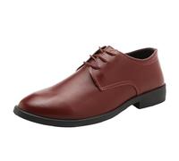 HTERWQEA Chaussures Oxford for Homme, en Cuir à Lacets, Style Business Formel, idéales for Les Mariages et fêtes. Modèle rétro Demi-Brogue, Finition Vernie Brillante Confortable(Brown,40 EU)