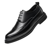 HTERWQEA Chaussures Oxford Formelles for Hommes, Style Brogue austère, en Cuir Espagnol, à Lacets, Semelles en Caoutchouc antidérapantes, Talon carré, for Bal Promo, Mariage, Bout Pointu(39 EU)