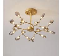 HTERWQEA Creative Sputnik Chandelier LED Branch Pendant Light with Gray Glass Shade G4 Modern Close to Ceiling Lamp for Living Room Bedroom