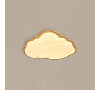 HTERWQEA LED Ceiling Light Wood Chandelier Semi Flush Mount Cloud Ceiling Lamp 3 Color Mode Lighting for Kids Bedroom Living Room Ceiling Fixtures