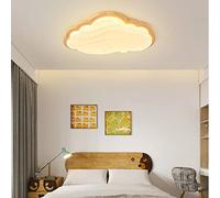 HTERWQEA LED Ceiling Light Wood Kids Room Chandelier Dimmable Semi Flush Mount Cloud Ceiling Lamp 42W with Remote for Children's Bedroom Living Room Hallway