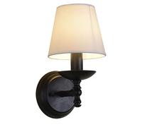 HTERWQEA Lot 2 appliques murales rétro industrielles, style vintage, douille E14 noire classique, luminaire chambre antique avec abat-jour en lin blanc for chevet, salon(1 pcs)