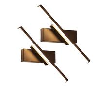 HTERWQEA Lot deux appliques murales LED noires mates for salle bain, rotation à 330°, 7 W, modernes, linéaires, luminaires for vanité, 3 couleurs, variateur d'intensité for salon(2 Pack)
