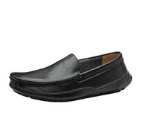 HTERWQEA Mocassins en Cuir à Bout Rond, Couleur Unie, antidérapants, Flexibles, légers, Tendance, for soirées(Black,41 EU)