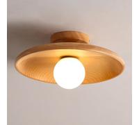 HTERWQEA Modern Wood Ceiling Light Fixture Round Semi Flush Mount Close to Ceiling Lamp for Hallway Entryway Corridor Loft Decorative Lighting