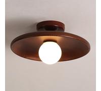 HTERWQEA Modern Wood Ceiling Light Fixture Round Semi Flush Mount Close to Ceiling Lamp for Hallway Entryway Corridor Loft Decorative Lighting