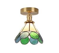 HTERWQEA Nordic E27 Hammered Glass Ceiling Light Gold Semi Flush Mount 7.9in Mediterranean Stained Glass Ceiling Lamp for Bedroom Entryway Close to Ceiling Lighting Fixture
