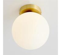 HTERWQEA Nordic Gold Globe Ceiling Light with White Glass Ball Semi Flush Mount E26 Close to Ceiling Lamp for Entryway Bedroom