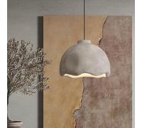 HTERWQEA Pendant Light 13.7 inch, Japanese Style Large Lamp Shade Nordic Hanging Light Polystyrene Ceiling Fixture for Kitchen Island Dining Room Entryway(Gray)