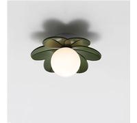 HTERWQEA Plafonnier encastré en forme fleur, rose, vert, beige, design pétale, diffuseur globe en verre laiteux, ampoule G9, for chambres d'enfants, crèches, couloirs, chambres à coucher
