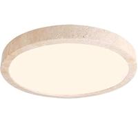 HTERWQEA Plafonnier LED moderne en pierre travertin jaune tricolore, intensité variable, montage encastré rond, for chambre à coucher, salon, couloir, finition pierre naturelle, 38 W, 380 mm