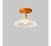 HTERWQEA Plafonnier semi-encastré en verre rétro vintage avec abat-jour festonné et base dorée, idéal for un couloir, une entrée ou une chambre.