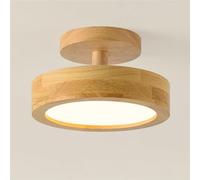 HTERWQEA Plafonnier semi-encastré moderne en bois, luminaire rond à LED, design minimaliste, câblé, for chambre à coucher, salon, couloir, cuisine, finition noyer brun