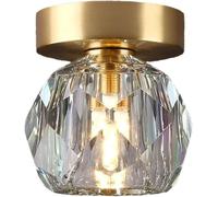 HTERWQEA Plafonnier semi-encastré moderne en cristal doré avec base en laiton vintage E26, petit globe glamour, lampe suspendue for chambre, couloir, entrée, décoration élégante
