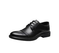 HTERWQEA Robe Oxford for Homme en Cuir Bruni, Bout Golf, Talon Aiguille, antidérapante, Semelle Basse en Caoutchouc, Classique, à Lacets(40 EU)