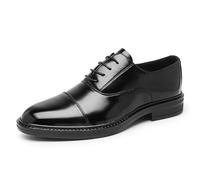 HTERWQEA Robe Oxford for Homme en Cuir français à Lacets, Semelle en Caoutchouc antidérapante, Coupe Basse, Style Smoking, Bout uni(Black,42 EU)