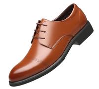 HTERWQEA Robe Oxford for Homme en Cuir Italien antidérapant, à Lacets, à Bout Golf, Uniforme(Brown,42 EU)