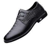 HTERWQEA Robe Oxford for Homme en Cuir Pleine Fleur Classique à Lacets for Bal Promo, Bout uni, Affaires, Semelle en Caoutchouc antidérapante, Talon Bloc antidérapant Classique(Black,39 EU)