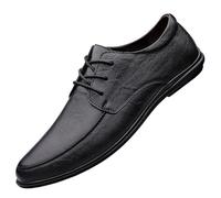 HTERWQEA Robe Oxford for Homme en Cuir Veau, à Lacets, Tendance, for Bal, Affaires, Smoking, Mariage, antidérapante, Talon carré, Formelle, Respirante(Black,41 EU)
