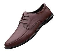 HTERWQEA Robe Oxford for Homme en Cuir Veau, à Lacets, Tendance, for Bal, Affaires, Smoking, Mariage, antidérapante, Talon carré, Formelle, Respirante(Brown,44 EU)