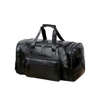 HTERWQEA Sac Sport Extra Large en Cuir Vintage élégant for Les Voyages en Famille, Le Rangement du matériel Sport, du Tapis Yoga, étanche et approuvé for Les Bagages à Main(Black)